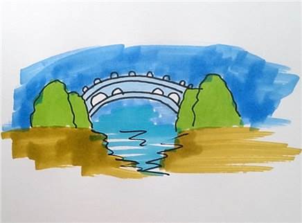 赵州桥简笔画 简单图片
