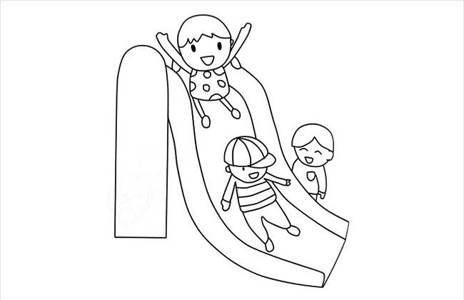 滑滑梯简笔画 滑滑梯简笔画儿童彩色