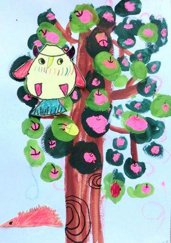 樱桃树简笔画 颜色图片