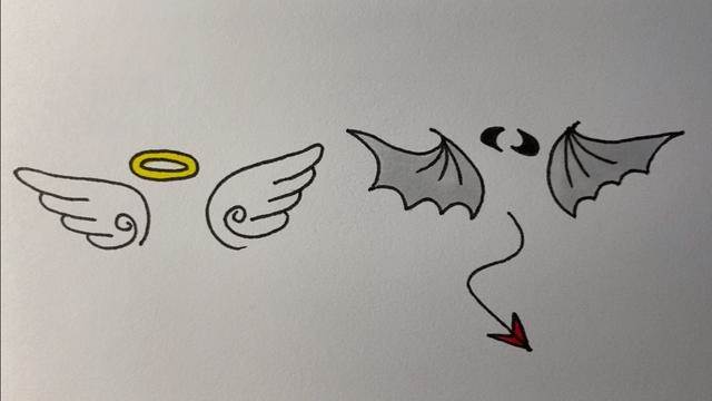 天使与恶魔的画法简单图片