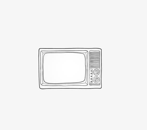 黑白电视机简笔画彩色图片