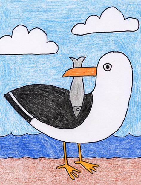 海鸥简笔画大全带颜色教你如何画海鸥的简笔画教程(7)海鸥简笔画图片
