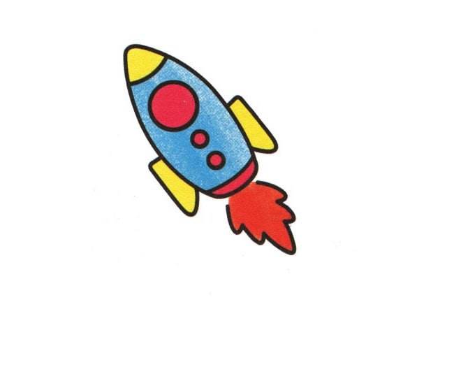 火箭简笔画彩色涂色图片