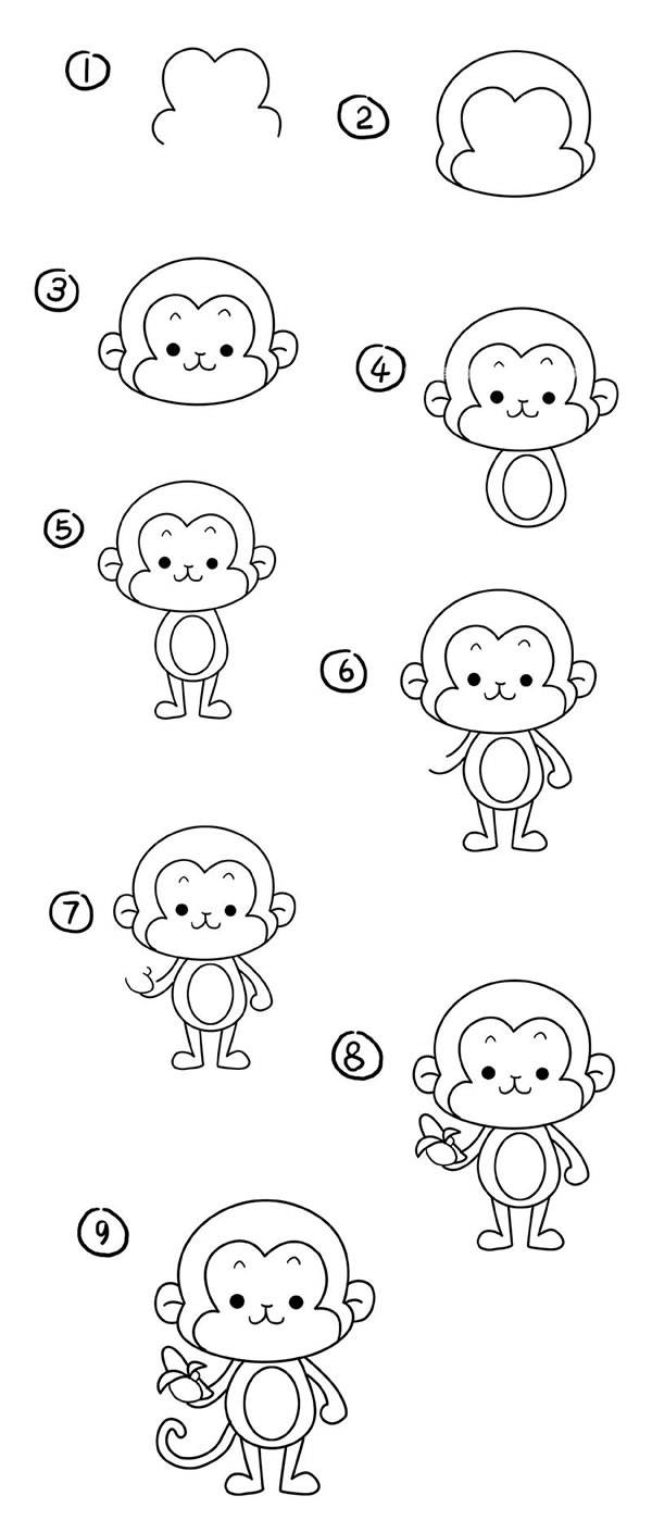 猴子怎么画简笔画玩具图片