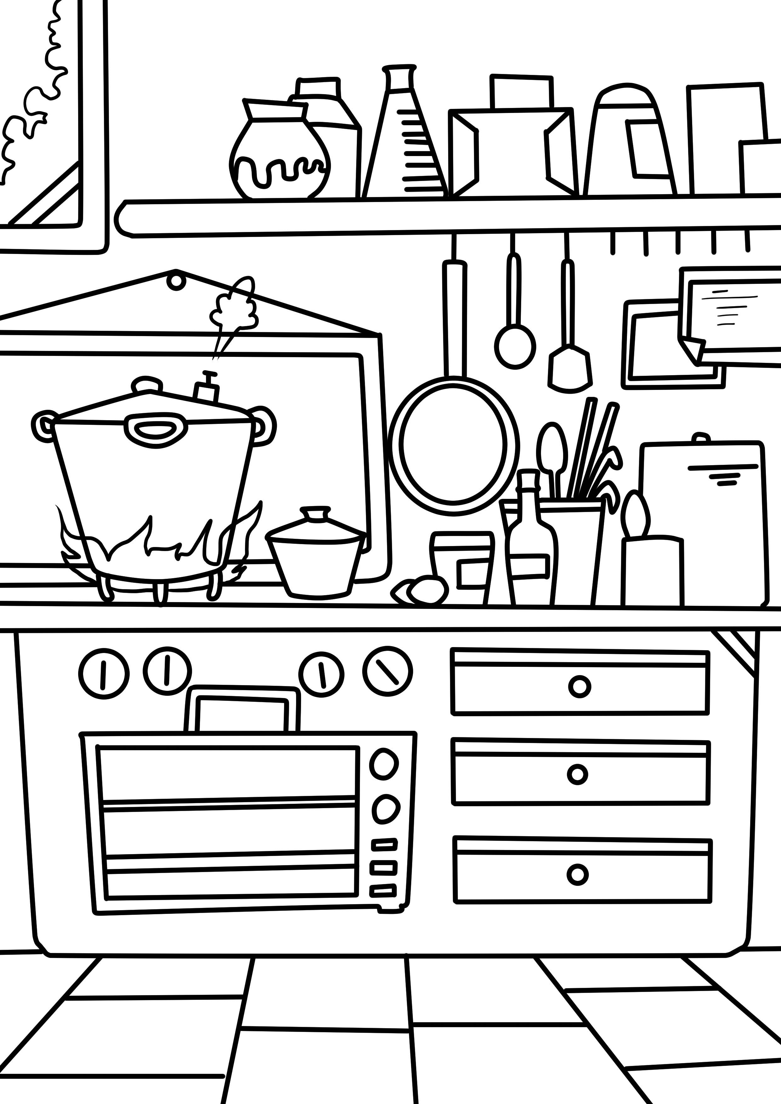 室内,绘画,矢量,插画,家具,素描简笔人物画厨房厨房一角简笔画儿童简
