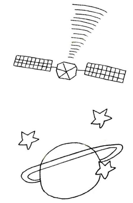 人造卫星卡通简笔画图片