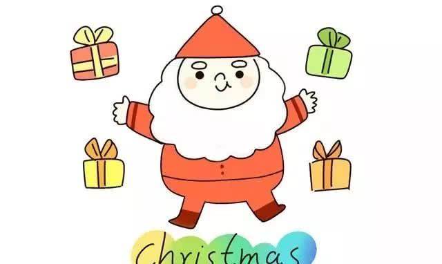 圣诞老人的简笔画彩色图片