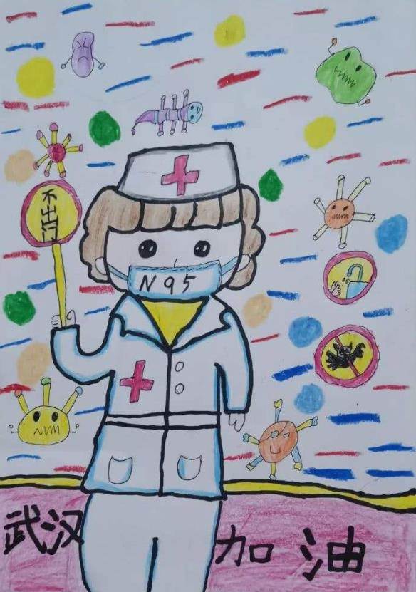 抗疫简笔画简单儿童图片