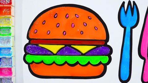 汉堡包彩色简笔画图片