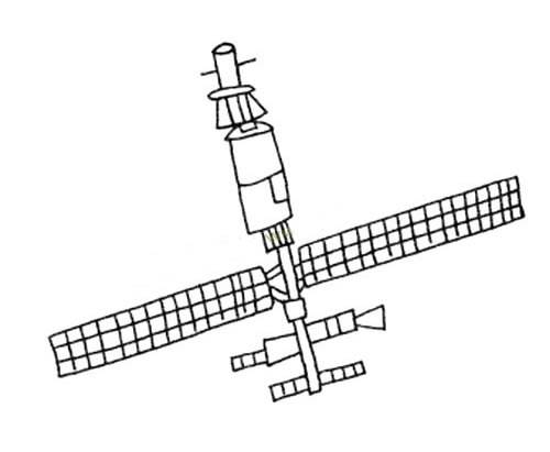 航天人造卫星简笔画图片