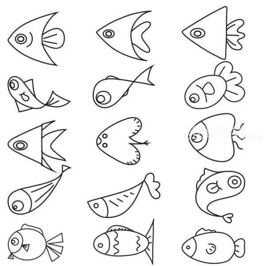 两条可爱小鱼简笔画画法图片步骤（儿童绘画心理学房树人分析） - 有点网 - 好手艺