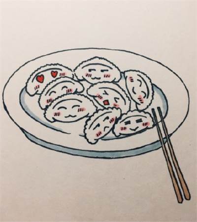 QQ简笔画饺子简单图片