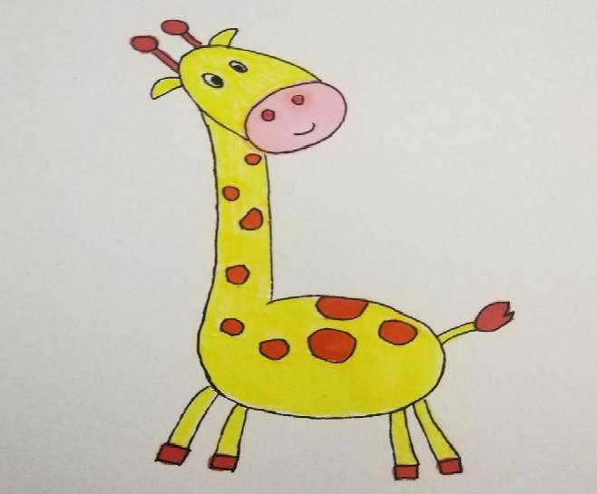 长颈鹿简笔画彩色 长颈鹿简笔画彩色可爱