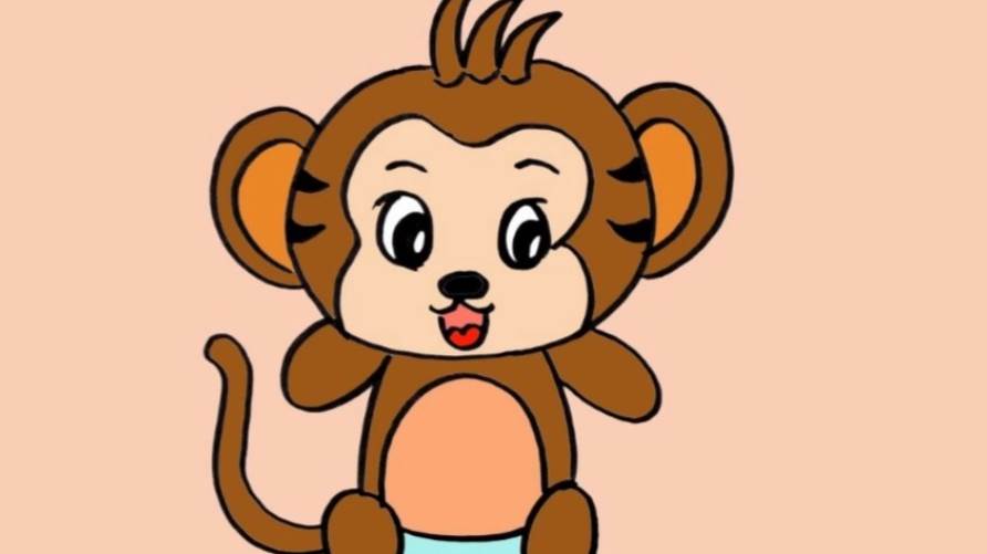 简笔画动物彩色猴子图片