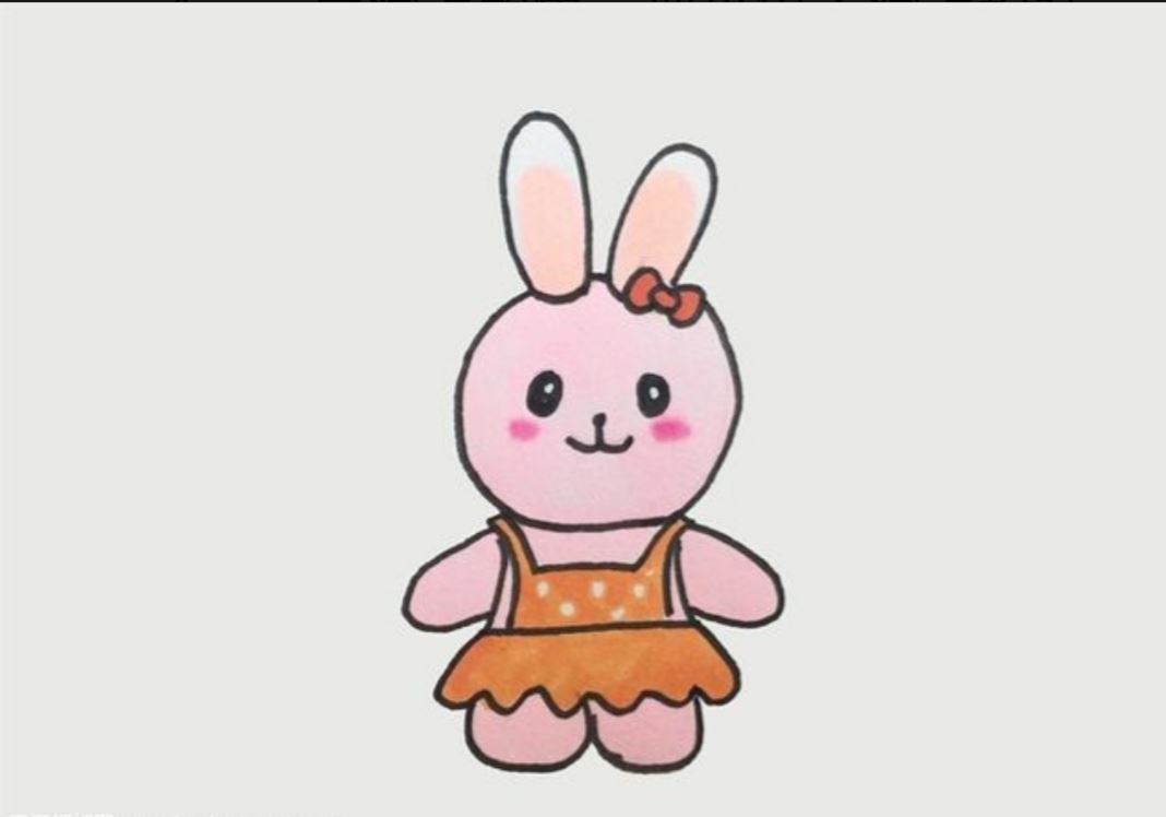 彩色的小兔子简笔画怎么画,怎么画粉红色小兔?